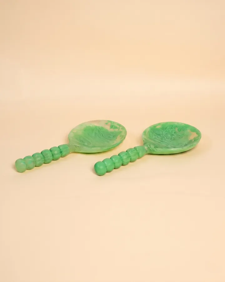 Jade Green Resin Salad Server Set (Set of 2)