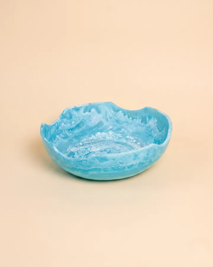 Ocean Wave Sky Blue Resin Decorative Bowl