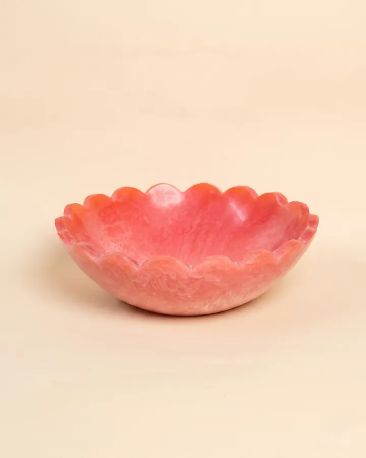 Red Scalloped Bowl