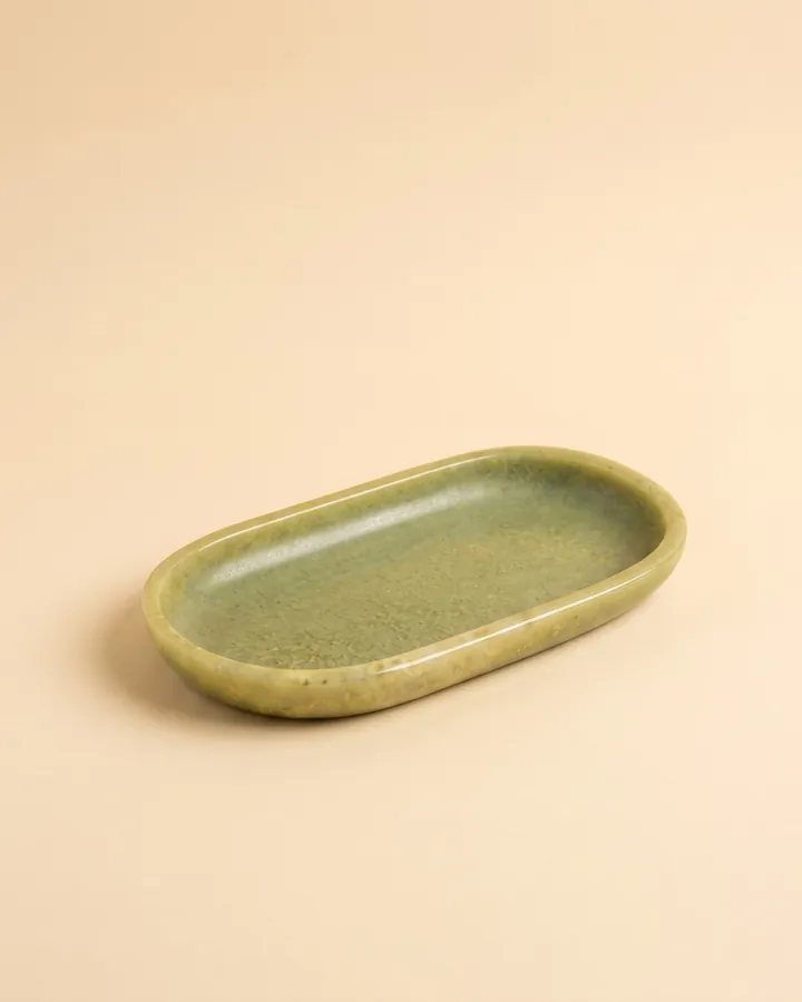 Sage Moss Oval Resin Decorative Tray