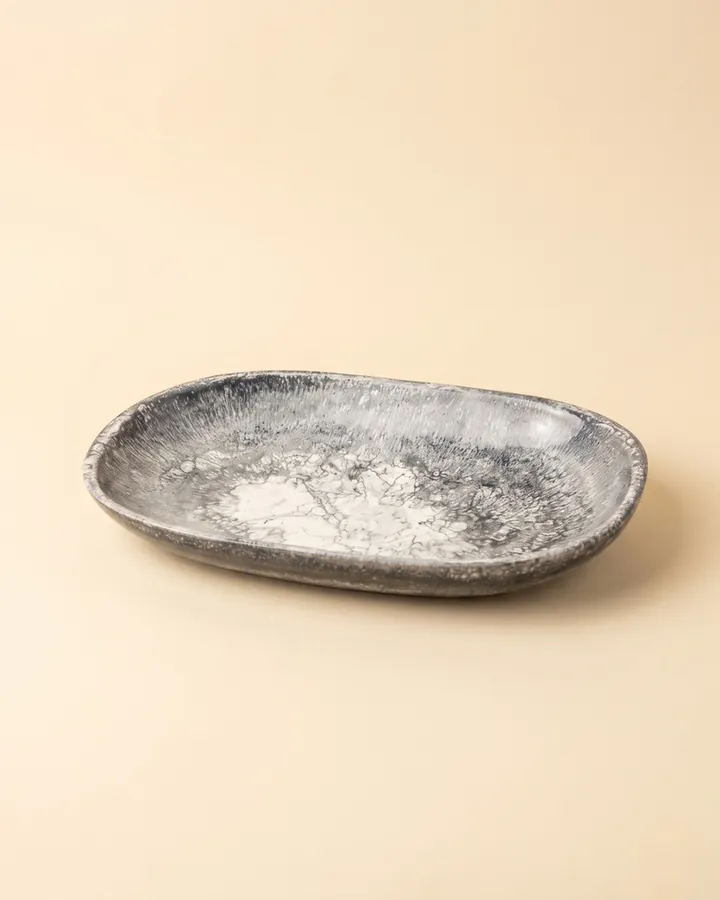 Smoky Marble Oval Resin Catchall Tray