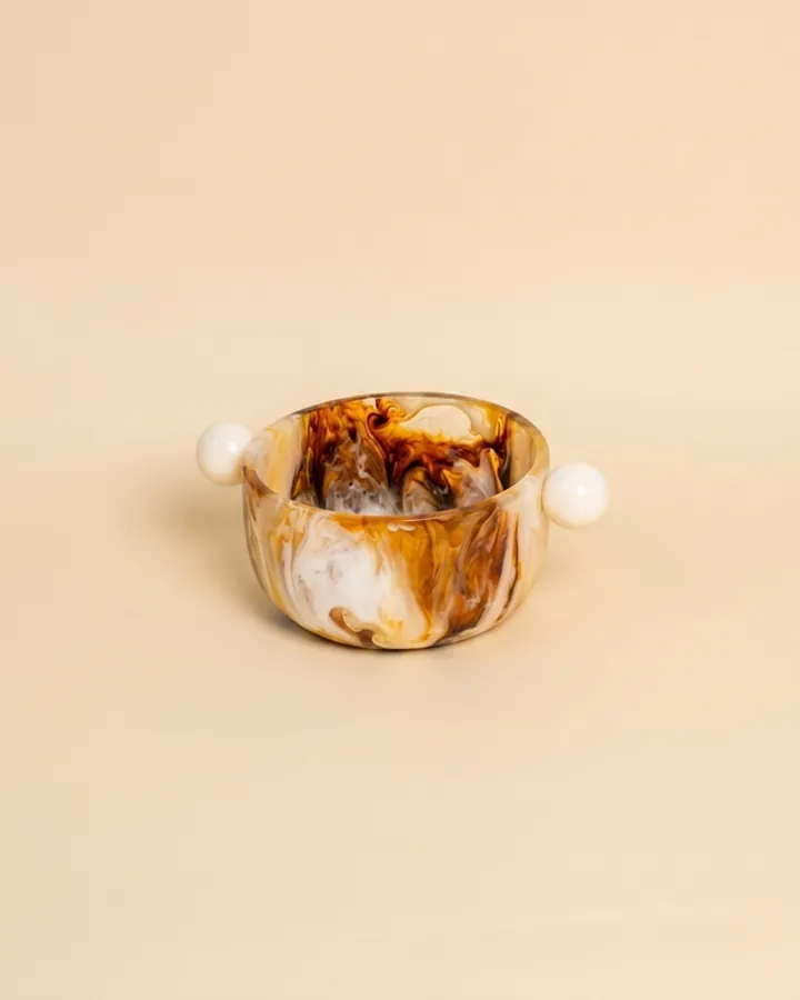 Tortoiseshell Bowl with Ball Handles