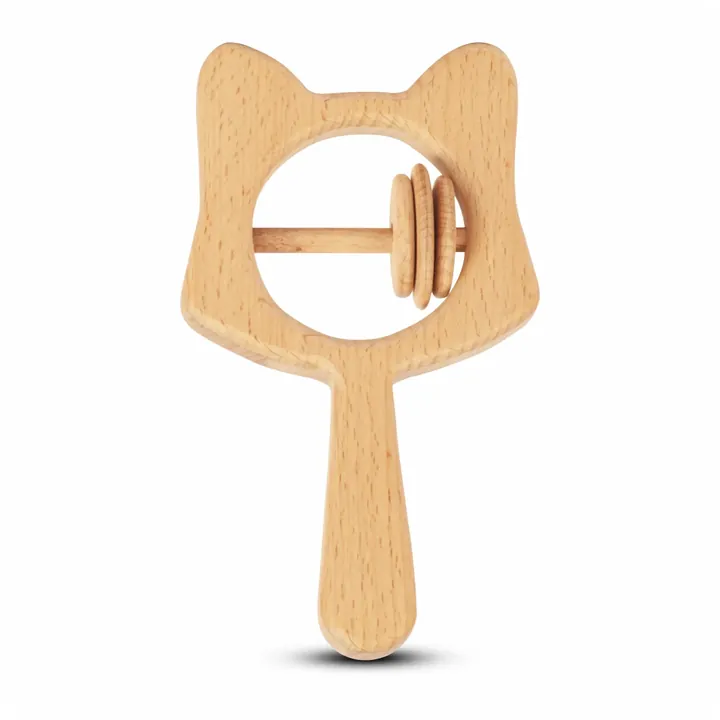 Wooden Baby Rattle – Cat
