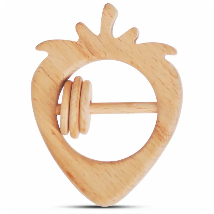 Wooden Baby Rattle – Strawberry