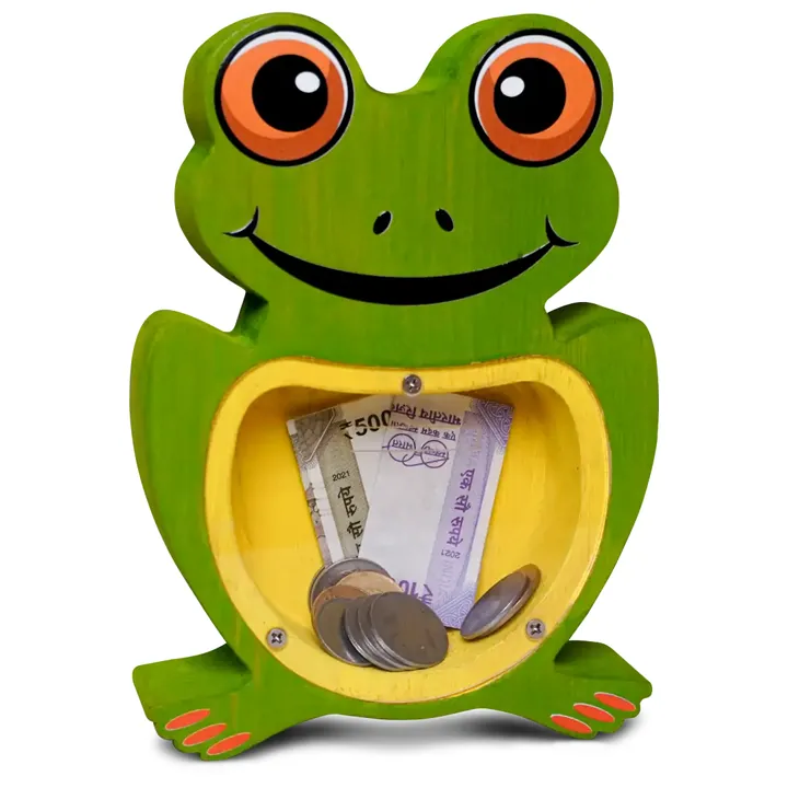 Wooden Frog Money Bank