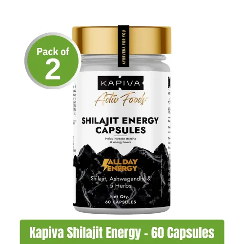 Kapiva Shilajit Energy Capsules | Pack of 2 (60 Capsules x2)
