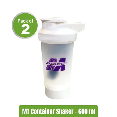 Muscletech Shaker with Container – 600 ml | Pack of 2 (600ml +600ml)