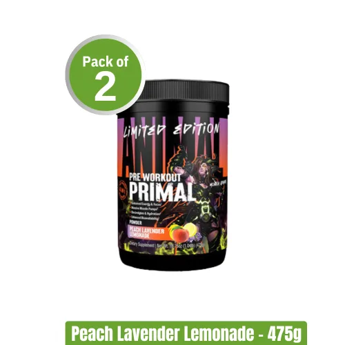 Universal Nutrition Animal Primal Pre-Workout, Peach Lavender Lemonade, Pack of 2 (475g+475g)