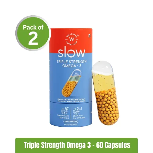 Wellbeing Nutrition Slow Triple Strength Omega 3 | Pack of 2 (60+60 Capsules)