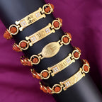 Gold Plated Designer Circular Bead Bracelet Rakhi For Brother (Mix Design  1 Pc)